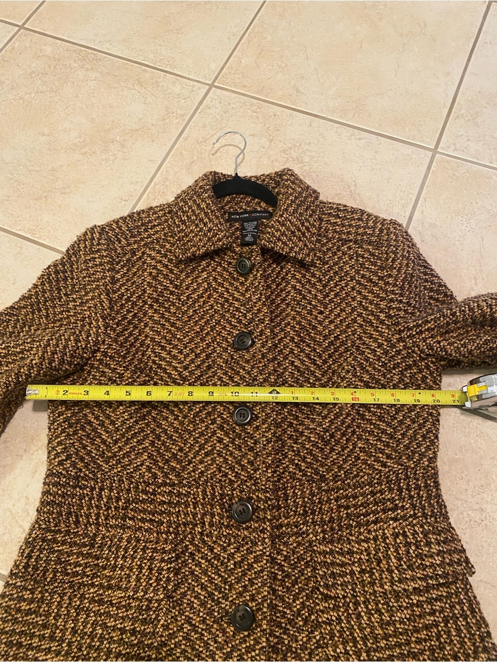 New York & Company Brown Tweed Pea Coat - Picture 6 of 8